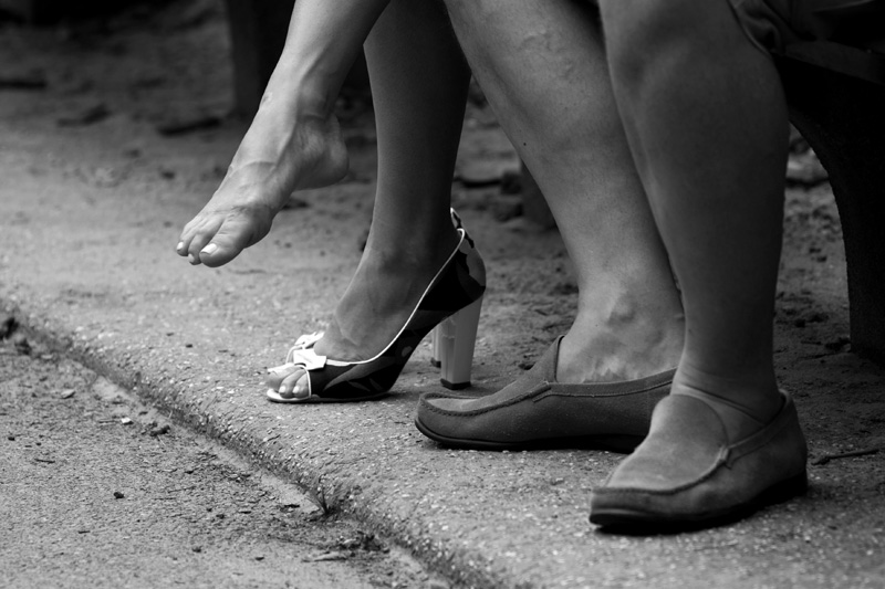 several women's feet
